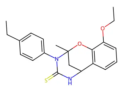 10-ethoxy-3-(4-ethylphenyl)-2-methyl-2,3,5,6-tetrahydro-4H-2,6-methano-1,3,5-benzoxadiazocine-4-thione structure