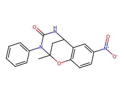 2-methyl-8-nitro-3-phenyl-5,6-dihydro-2H-2,6-methanobenzo[g][1,3,5]oxadiazocin-4(3H)-one structure