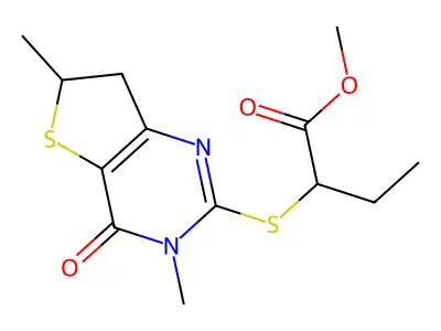 methyl 2-((3,6-dimethyl-4-oxo-3,4,6,7-tetrahydrothieno[3,2-d]pyrimidin-2-yl)thio)butanoate structure