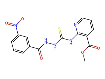 Methyl 2-[[(3-nitrobenzoyl)amino]carbamothioylamino]pyridine-3-carboxylate structure