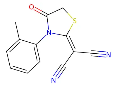 2-[3-(2-Methylphenyl)-4-oxo-1,3-thiazolidin-2-ylidene]propanedinitrile structure
