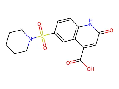 1,2-Dihydro-2-oxo-6-(1-piperidinylsulfonyl)-4-quinolinecarboxylic acid structure