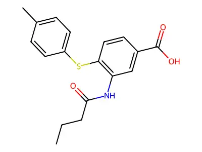 4-((4-Methylphenyl)thio)-3-((1-oxobutyl)amino)benzoic acid structure