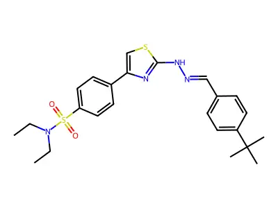4-[2-[2-[(4-tert-butylphenyl)methylidene]hydrazinyl]-1,3-thiazol-4-yl]-N,N-diethylbenzenesulfonamide structure