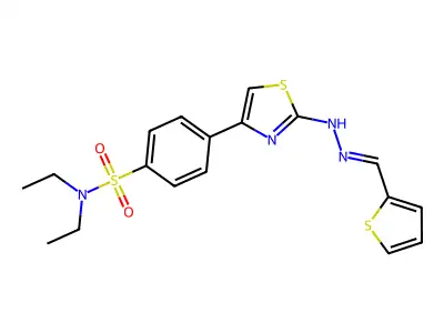 N,N-diethyl-4-[2-[2-(thiophen-2-ylmethylidene)hydrazinyl]-1,3-thiazol-4-yl]benzenesulfonamide structure
