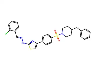 4-[4-(4-benzylpiperidin-1-yl)sulfonylphenyl]-N-[(2-chlorophenyl)methylideneamino]-1,3-thiazol-2-amine structure