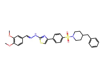 4-Benzyl-1-[4-(2-{2-[(3,4-dimethoxyphenyl)methylidene]hydrazinyl}-1,3-thiazol-4-yl)benzene-1-sulfonyl]piperidine structure