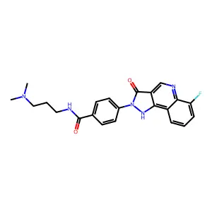 benzamide, N-[3-(dimethylamino)propyl]-4-(6-fluoro-3,5-dihydro-3-oxo-2H-pyrazolo[4,3-c]quinolin-2-yl)- structure