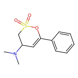 N,N-dimethyl-2,2-dioxo-6-phenyl-3,4-dihydrooxathiin-4-amine structure