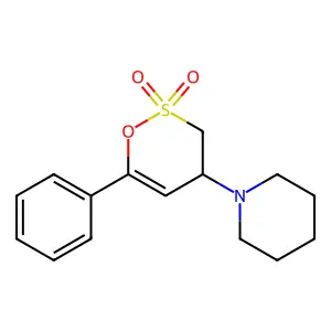 6-Phenyl-4-(piperidin-1-yl)-3,4-dihydro-2H-1,2lambda~6~-oxathiine-2,2-dione structure