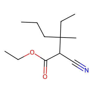 Hexanoic acid, 2-cyano-3-ethyl-3-methyl-, ethyl ester structure