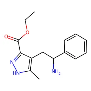 ethyl 4-(2-amino-2-phenylethyl)-5-methyl-1H-pyrazole-3-carboxylate structure