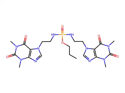 Phosphorodiamidic acid, N,N'-bis(2-(1,2,3,6-tetrahydro-1,3-dimethyl-2,6-dioxo-7H-purin-7-yl)ethyl)-, propyl ester structure