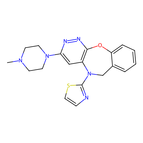 Pyridazino(3,4-b)(1,4)benzoxazepine, 10,11-dihydro-2-(4-methyl-1-piperazinyl)-11-(2-thiazolyl)- structure