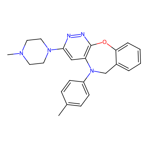 Pyridazino(3,4-b)(1,4)benzoxazepine, 10,11-dihydro-2-(4-methyl-1-piperazinyl)-11-(p-tolyl)- structure