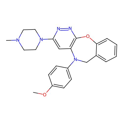 Pyridazino(3,4-b)(1,4)benzoxazepine, 10,11-dihydro-11-(p-methoxyphenyl)-2-(4-methyl-1-piperazinyl)- structure