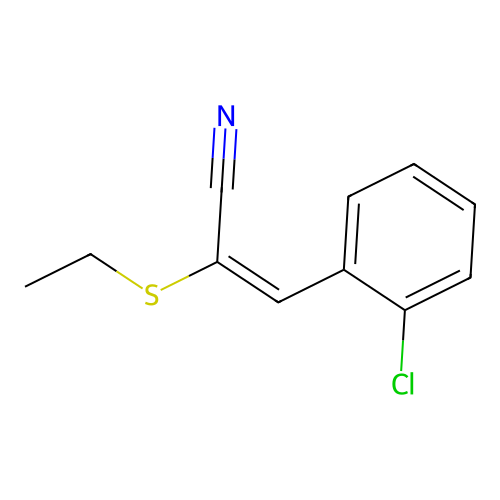 (E)-3-(2-chlorophenyl)-2-ethylsulfanylprop-2-enenitrile structure
