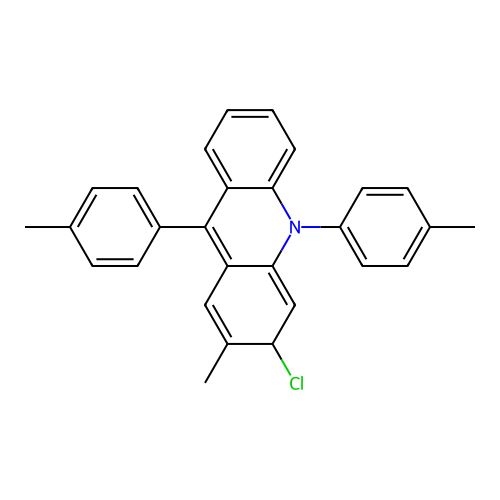 3-chloro-2-methyl-9,10-bis(4-methylphenyl)-3H-acridine structure