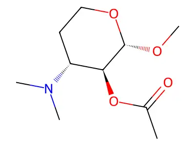 alpha-DL-threo-Pentopyranoside, methyl 3,4-dideoxy-3-(dimethylamino)-, 2-acetate structure