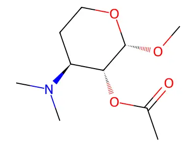 beta-DL-threo-Pentopyranoside, methyl 3,4-dideoxy-3-(dimethylamino)-, 2-acetate structure