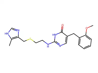 4(1H)-Pyrimidinone, 5-((2-methoxyphenyl)methyl)-2-((2-(((5-methyl-1H-imidazol-4-yl)methyl)thio)ethyl)amino)- structure