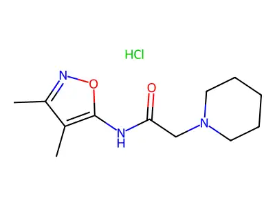 1-Piperidineacetamide, N-(3,4-dimethyl-5-isoxazolyl)-, monohydrochloride structure