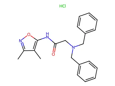 Acetamide, 2-(bis(phenylmethyl)amino)-N-(3,4-dimethyl-5-isoxazolyl)-, monohydrochloride structure
