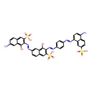 6-Amino-3-{[7-({4-[(4-amino-7-sulfonaphthalen-1-yl)diazenyl]phenyl}diazenyl)-8-hydroxy-6-sulfonaphthalen-2-yl]diazenyl}-4-hydroxynaphthalene-2-sulfonic acid structure
