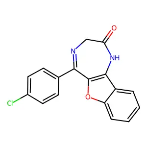 5-(4-Chlorophenyl)-1,3-dihydro-2H-benzofuro[3,2-e]-1,4-diazepin-2-one structure