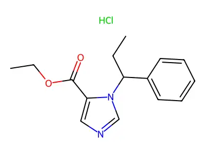 Ethyl 1-(1-phenylpropyl)-1H-imidazole-5-carboxylate--hydrogen chloride (1/1) structure