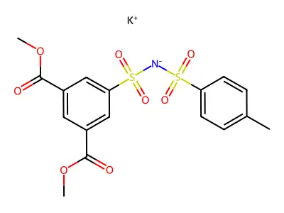 Dimethyl 5-(N-tosylsulphamoyl)isophthalate, potassium salt structure