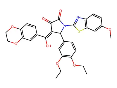 5-(3,4-diethoxyphenyl)-4-[2,3-dihydro-1,4-benzodioxin-6-yl(hydroxy)methylidene]-1-(6-methoxy-1,3-benzothiazol-2-yl)pyrrolidine-2,3-dione structure