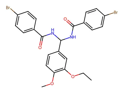 N,N'-[(3-Ethoxy-4-methoxyphenyl)methylene]bis(4-bromobenzamide) structure