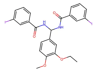 N-[(3-ethoxy-4-methoxy-phenyl)-[(3-iodobenzoyl)amino]methyl]-3-iodo-benzamide structure