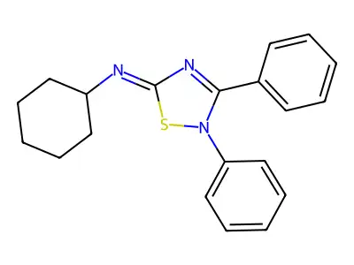 Cyclohexanamine, N-(2,3-diphenyl-1,2,4-thiadiazol-5(2H)-ylidene)- structure