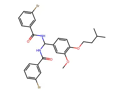 3-bromo-N-[[(3-bromobenzoyl)amino]-[3-methoxy-4-(3-methylbutoxy)phenyl]methyl]benzamide structure
