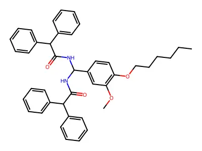 N,N'-{[4-(Hexyloxy)-3-methoxyphenyl]methylene}bis(2,2-diphenylacetamide) structure