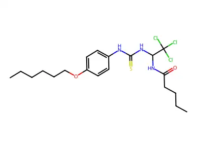 N-[2,2,2-trichloro-1-[(4-hexoxyphenyl)carbamothioylamino]ethyl]pentanamide structure