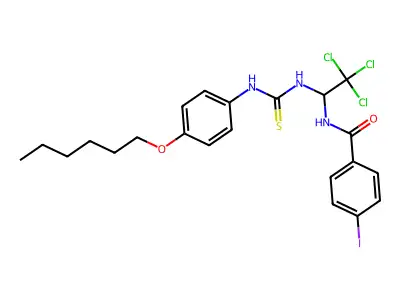4-Iodo-N-[2,2,2-trichloro-1-({[4-(hexyloxy)phenyl]carbamothioyl}amino)ethyl]benzamide structure