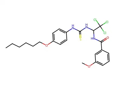3-methoxy-N-[2,2,2-trichloro-1-[(4-hexoxyphenyl)carbamothioylamino]ethyl]benzamide structure