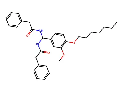 N-[(4-heptoxy-3-methoxyphenyl)-[(2-phenylacetyl)amino]methyl]-2-phenylacetamide structure