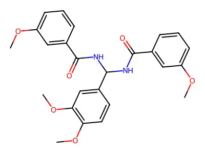 N-[(3,4-dimethoxyphenyl)-[(3-methoxybenzoyl)amino]methyl]-3-methoxybenzamide structure