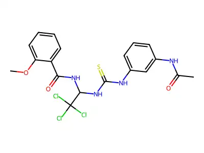 N-(1-{[(3-Acetamidophenyl)carbamothioyl]amino}-2,2,2-trichloroethyl)-2-methoxybenzamide structure
