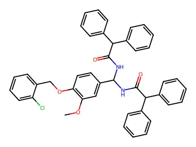 N-[[4-[(2-chlorophenyl)methoxy]-3-methoxyphenyl]-[(2,2-diphenylacetyl)amino]methyl]-2,2-diphenylacetamide structure
