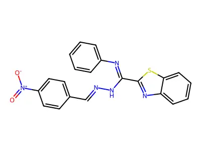 N-[(4-nitrophenyl)methylideneamino]-N'-phenyl-1,3-benzothiazole-2-carboximidamide structure
