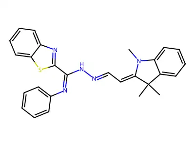 N'-phenyl-N-[2-(1,3,3-trimethylindol-2-ylidene)ethylideneamino]-1,3-benzothiazole-2-carboximidamide structure