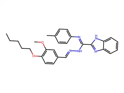 1-(benzimidazol-2-ylidene)-N'-[(3-methoxy-4-pentoxyphenyl)methylideneamino]-N-(4-methylphenyl)methanediamine structure