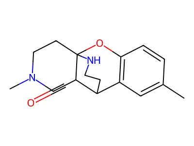 4a,10-(Iminoethano)-4aH-(1)benzopyrano(3,2-c)pyridin-12-one, 1,2,3,4,10,10a-hexahydro-2,8-dimethyl- structure