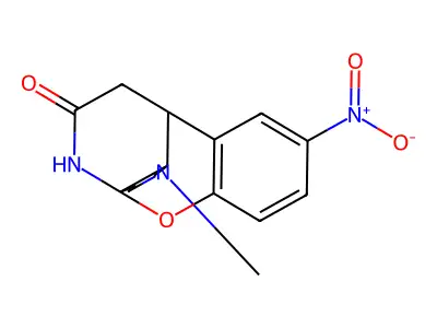 4a,10-(Iminoethano)-4aH-(1)benzopyrano(3,2-c)pyridin-12-one, 1,2,3,4,10,10a-hexahydro-2-methyl-8-nitro- structure