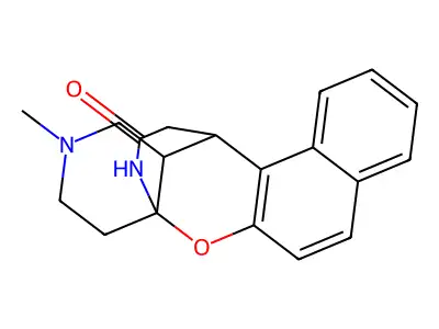 7a,12-(Iminoethano)-7aH-naphtho(1',2':5,6)pyrano(3,2-c)pyridin-14-one, 8,9,10,11,11a,12-hexahydro-10-methyl- structure